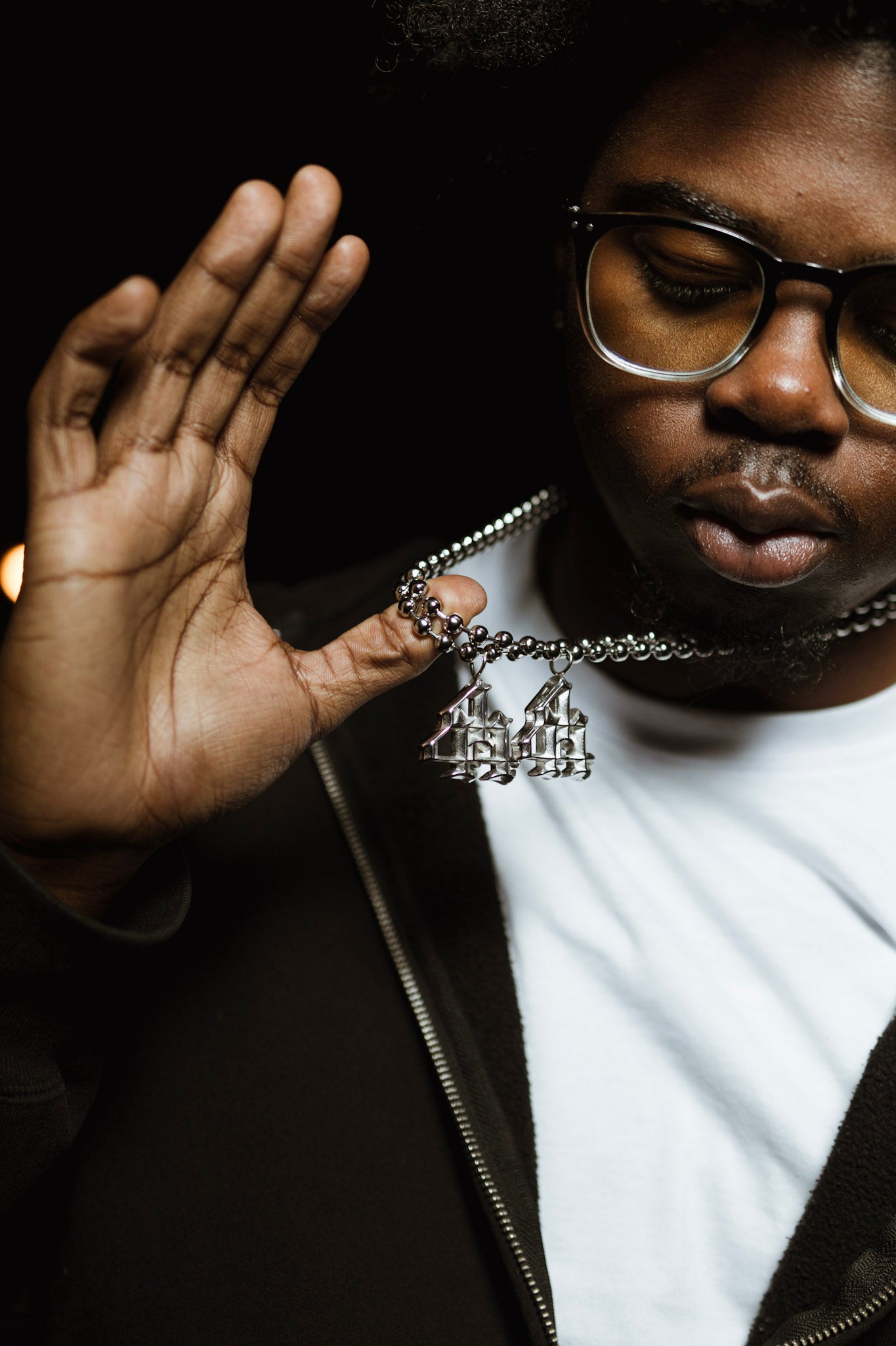 SIGNATURE “444” SILVER BEADED CHAIN