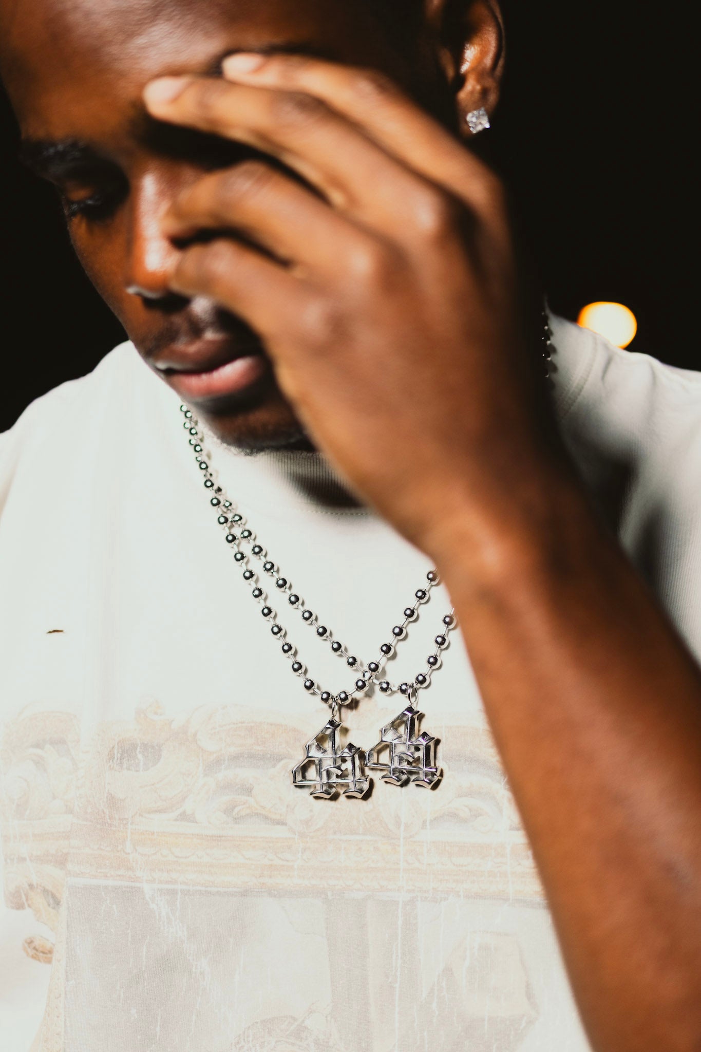 SIGNATURE “444” SILVER BEADED CHAIN