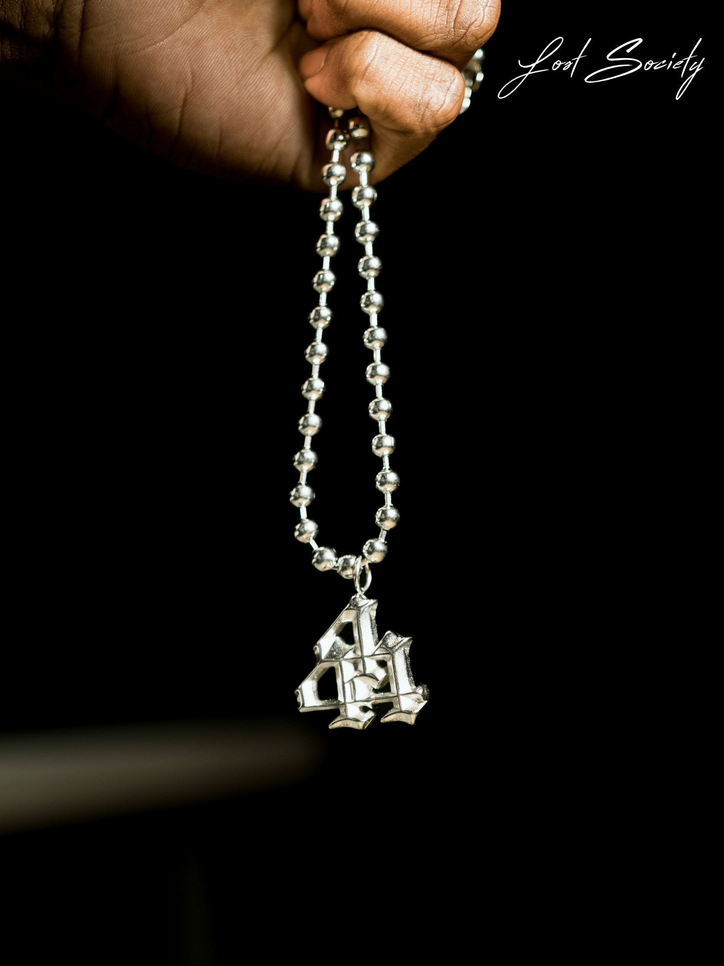 SIGNATURE “444” SILVER BEADED CHAIN